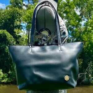 Vince Camuto Viana Genuine Leather Black w/ Gold Tote Shoulder Bag